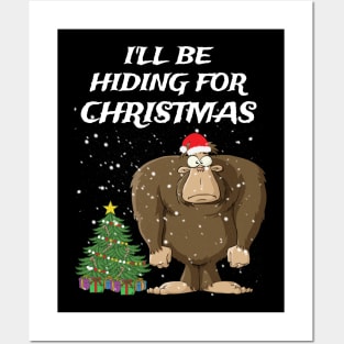 Bigfoot Christmas Tree Boys Men Sasquatch Santa Gift Posters and Art